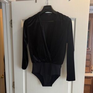 Zara Black Velvet Long Sleeve Bodysuit